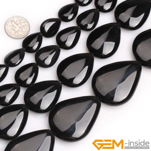Natural Stone Black Agates Drip Tear Beads For Jewelry Making Strand 15 Inch DIY Jewelry Design Bead For Bracelet Earring