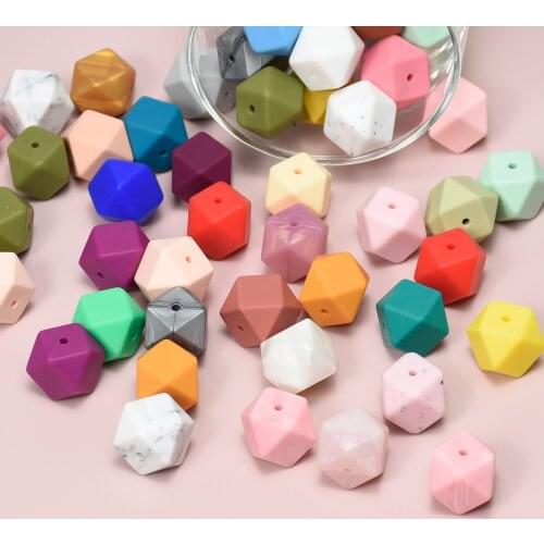 30 pcs 14mm Hexagon Silicone Beads DIY Baby Pacifier Chain BPA Free Teething Baby Teether Baby Accessories