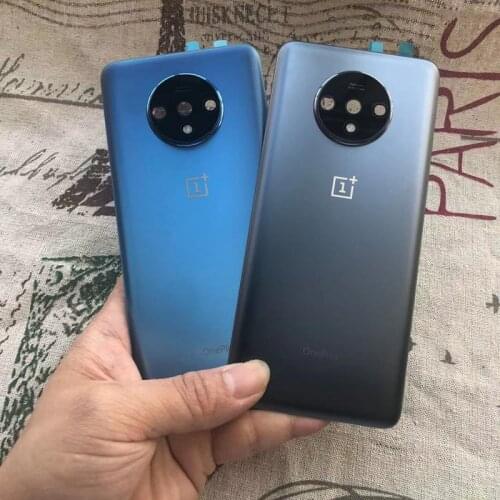 7 T Rear Housing Cover For Oneplus 7T One Plus Back Door Matte Shiny Glass Repair Replace Battery Case + Logo Glue