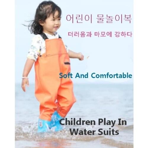 Children Jumpsuits kids kindergarten waterproof clothes trousers sandy beach fishing Plastic raincoat shoes galoshes Boys Boots