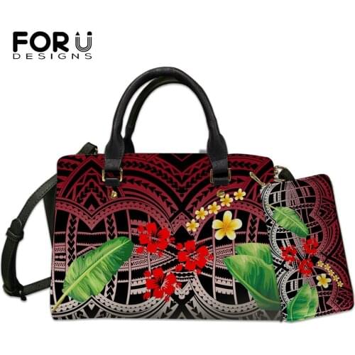 FORUDESIGNS 2021 Hot Sale Women Polynesian Shoulder Bag And Purse Hawaii Plumeria Printed Handbags Hibiscus Bags Bolsa Femininas