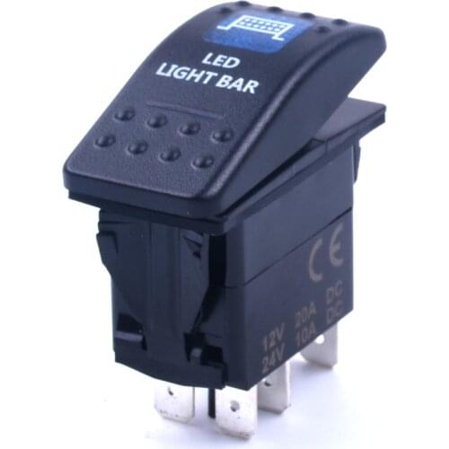 Hot Sale 5 pin Waterproof 12V/20A,24V/10A Bar Carling Style Blue Toggle Rocker Switch SPST ON-OFF LED Light Car Boat Truck