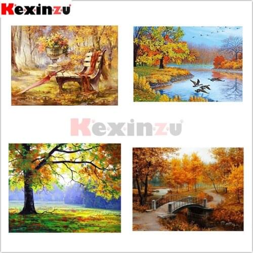 Kexinzu Diamond Mosaic Autumn scenery Rhinestones Pictures Diamond Embroidery Diamond Painting Full Square Drill Kit Gift Ke102
