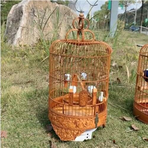 1 SET Embroidery Eye Prince Jinqing Bird Cage Bamboo Acacia Bird Cage Soy Bean Bird Cage