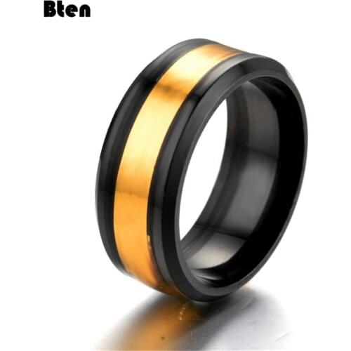 Bten Stainless Steel Rings For Women Trendy Wedding Ring Black & Gold Color Rings Fashion Jewelry Wholesale
