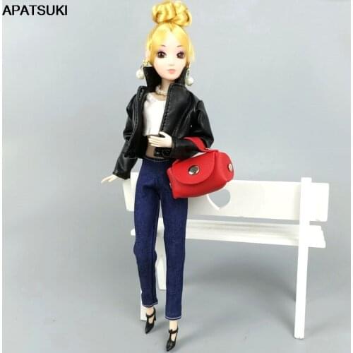 Red Fashion Doll Accessories For Barbie Doll Handbag Lady Leather Bag Purse 1/6 Accessories for Barbie Dollhouse Girl Toy