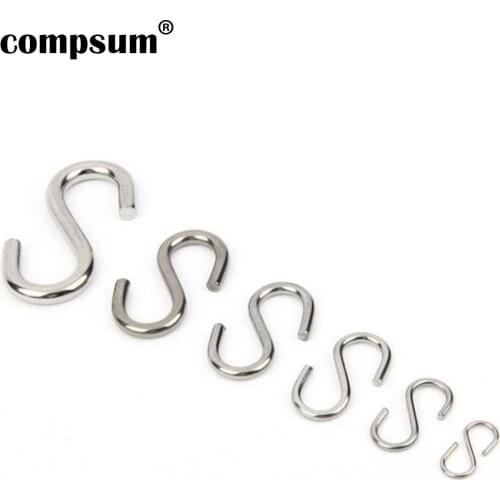 Compsum Stainless Steel S-Shape Hook KitchenMulti-function Railing S Hanger Hook Bedroom Clasp Holder Hooks Hanging StorageTools
