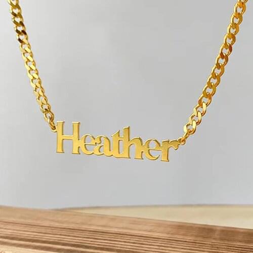 HUHUI Stainless Steel Cuban Chain Customized Name Necklace Personalized Nameplate Pendant Gothic Jewelry For Unisex Best Gift