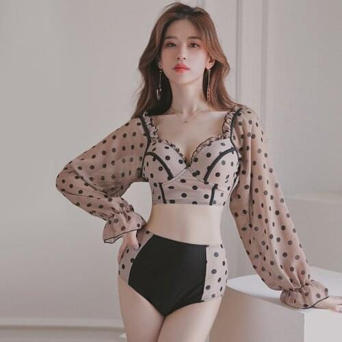 Swimwear Swim Suit Bikini Girl Biquini Infantil Girls Swimming Women Two Pieces Korea Her Long Sleeve Retro Sexy Swimsuit