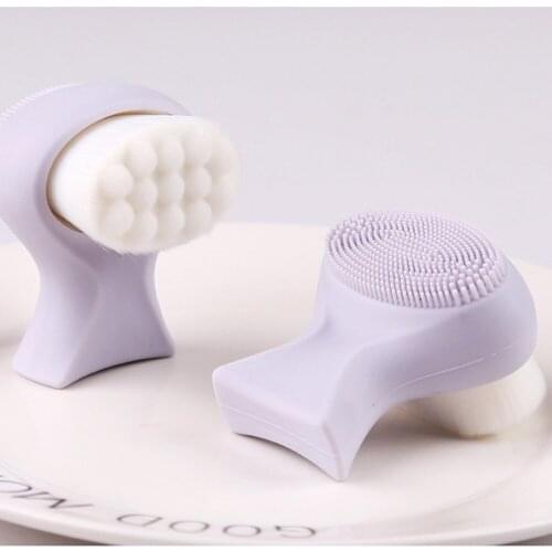 Mini Portable Silicone Facial Cleansing Scrub Double-side Massage Face Skin Care Brush Deep Soft Fur Cleaning Brushes