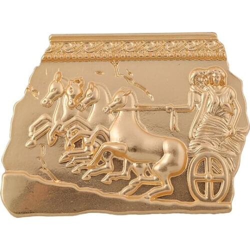 European and American style fashion new creative embossed gods travel temperament matte gold coat brooch female