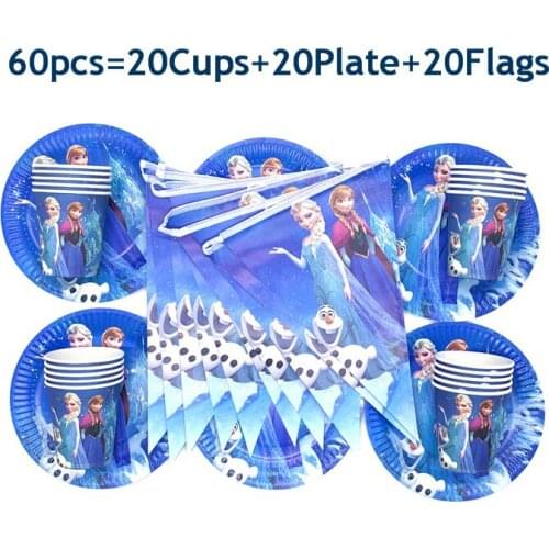 Disney Frozen Anna Elsa Princess Theme Birthday Party Decorations Baby Shower Banner Party Kids Birthday Cup Plate Tableware Set