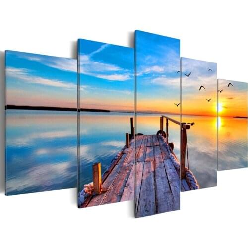 HOMFUN 5pcs Full Square/Round Drill 5D DIY Diamond Painting "dusk" Multi-picture Combination Embroidery 5D Decor A15346