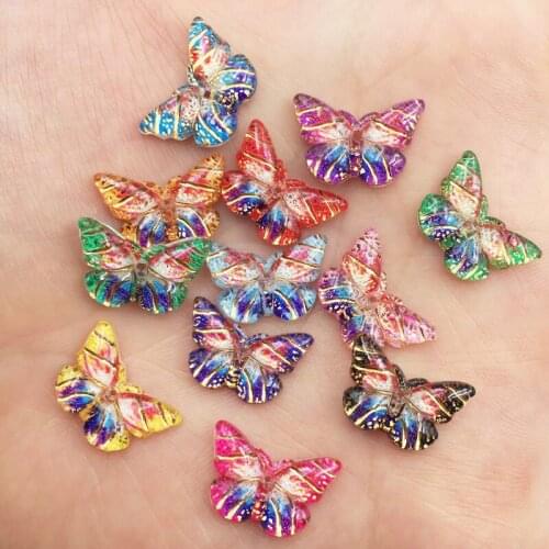 New Shiny Resin Colorful Crystal Butterfly Flat Back Rhinestone Scrapbook DIY Wedding Appliques 1 Hole Ornament Buttons G30*4