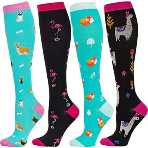 Newest Compression Stockings Running Sport Socks Nylon Happy Socsk Wave Point Cycling Running Sports Breathable Elastic Socks