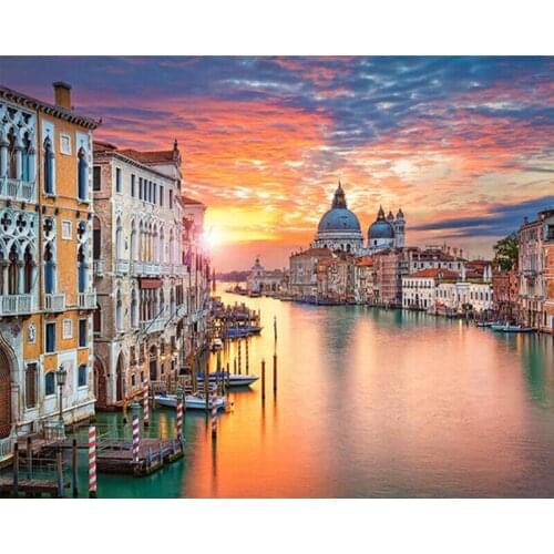Oneroom oneroom 5D DIY Diamond Painting Cross Stitch Landscape Diamond Embroidery Venice Town Icons Room Decoration Full Drill