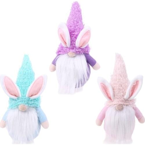 Easter Bunny Gnome Handmade Swedish Tomte Rabbit Plush Toys Doll Ornaments Holiday Home Party Decoration Kid Easter Gift