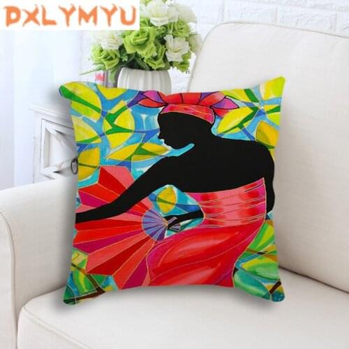 Exotic Style Cushion Linen Cotton Seat Cushion Throw Pillows Headrest Africa Painting Cushion For Sofa Home Decor