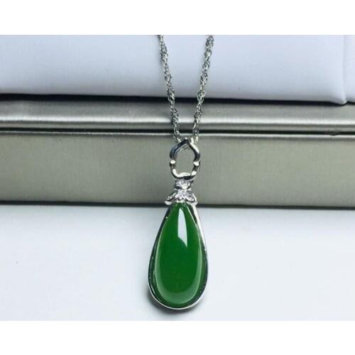 Vintage 925 Silver Inlaid Jasper Pendant Exquisite Hetian Jade Drop , Designed for Women To Create Jewelry