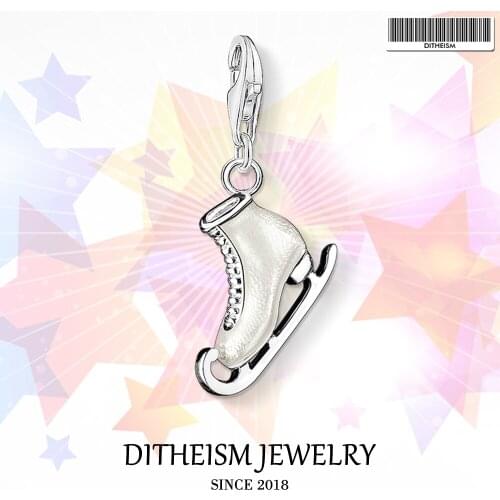 Pendant Charms White Ice Shoe,2018 Fashion Jewelry 925 Sterling Silver Sporty Gift For Women Girls Fit Bracelet Necklace