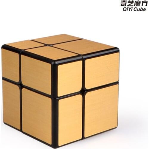 QiYi Mirror 2x2 Magic Cube Puzzle speed cube 2x2x2 Golden Silver Sticker Cubo magico educational toys for children toy kid adult