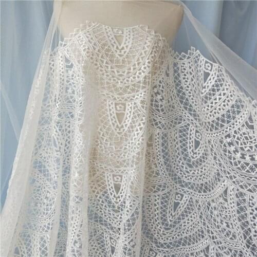 Fish-end luxury embroidery lace fabric Wedding Dress Tulle Skirt Material fabrics for patchwork