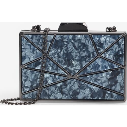 Pink Acrylic Box Geometric Evening Clutch Bags Elegent Chain Women Handbag clutch purses Shoulder Bag For Wedding/Dating/Party