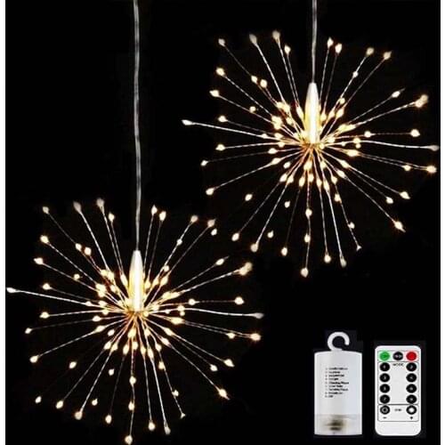 Remote Control Firework String Lights Copper Silver Wire Decoration Lamp Decoration Festival Christmas Outdoor Indoor Ornament