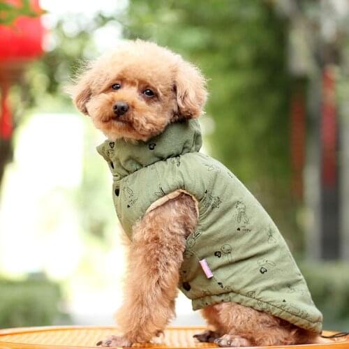 High-Necked Warm Dog Clothes Vest Winter Pet Cat Clothes Cute Print Soft Dog Jacket Puppy Apparel