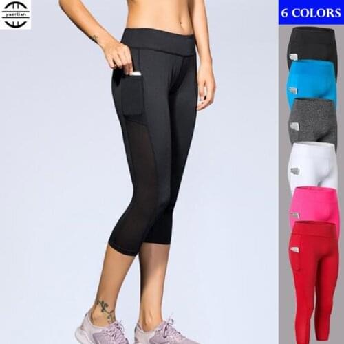 100pcs Women Shapers Exercise Fitness Calf-Length Pants Quick-dry Slim Compression Mid-Waist Raise Hip Bottoming Tight Trousers