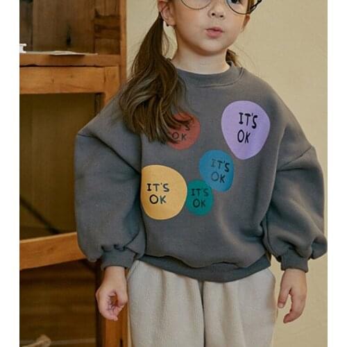 Winter Clothes New Baby Boys and Girls Sweatshirt Childrens Cartoon Letters Tees Kids Korean Style Loose Fleece Pullovers Top