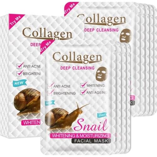 10Pieces Snail Face Mask Moisturizing Facial Mask Replenishment Oil Control Mask Skin Care Repair Pores Face Masks Skincare
