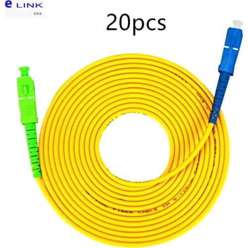 20pcs SC/APC-SC/UPC patch cord simplex singlemode 3.0mm PVC jacket fiber optical jumper low insertion G652D free shipping ELINK