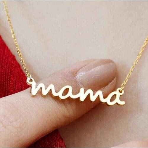 2021 New Fashion Mama Letters Necklace Stainless Steel Mom Baby Lockbone Chain Pendant Choker Female Jewelry Mothers Day Gift