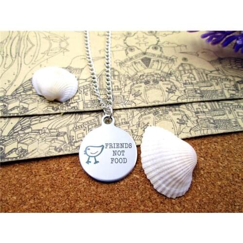 3pcs/lot Fashion stainless steel necklace "chken- friends not food" Pendant necklace Jewelry Gift more style for choosing