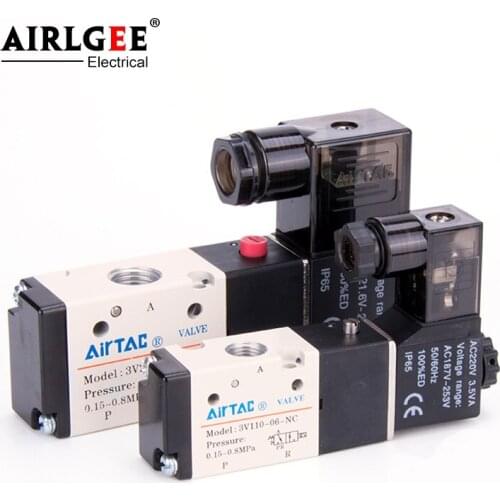 3V110-06 3V210-08 3V310 4M210-08/4M310-10 3Port 2Position 1/4" 1/8" BSP Single Solenoid Pneumatic Air Valve DC24V AC220V