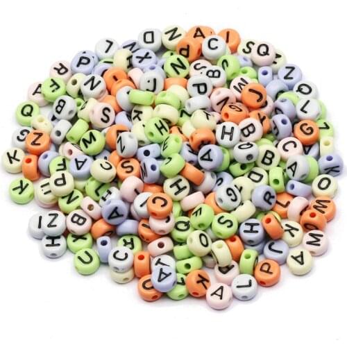 4x7mm Mixed Colorful Acrylic Letter Beads Round Loose Spacing Beads For Jewelry Making Diy Fashion Clothing Sewing Beaded