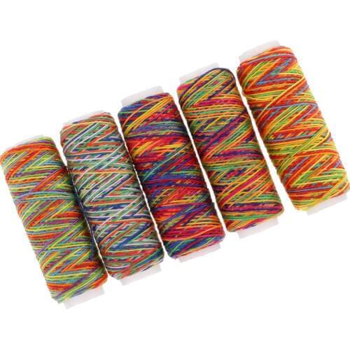 5 Pieces Rainbow Sewing Thread Hand Machine Thread For Upholstery Leather Bag