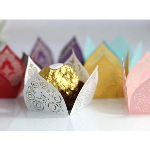 50Pcs/Lot Decorated Outer Chocolate Paper With Mini Cake Paper Pad Ferrero Packing Carton Lace Paper Wedding Party Favor