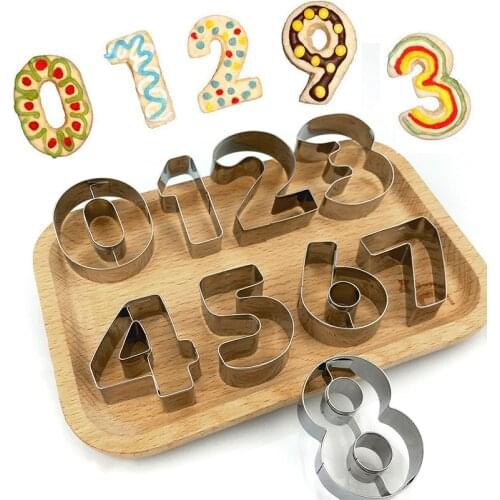 9 Pcs 0-8 Number Shape Cookie Biscuit Cutter Mould Stainless Steel Baking Mold Hot Kitchen,Dining & Bar