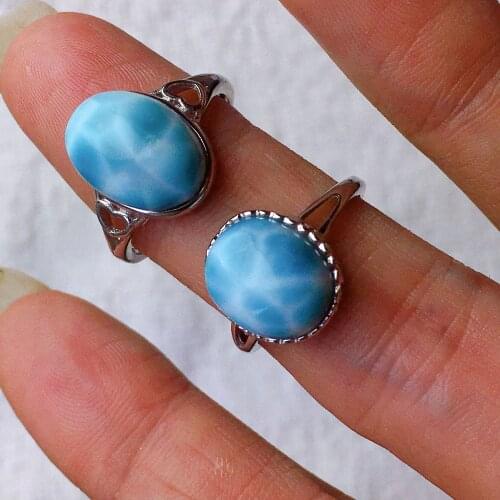 AAA LOOSE BEADS s925 Larimar ring wholesale for DIY jewelry one size