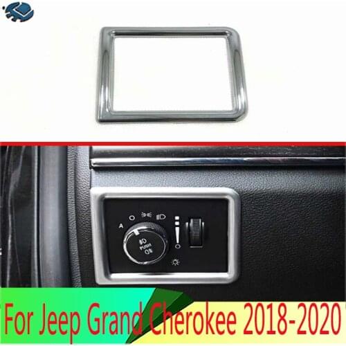 For Jeep Grand Cherokee 2018 2019 Car Styling Accessories ABS Chrome Head Light Switch Button Control Panel Cover Trim Bezel