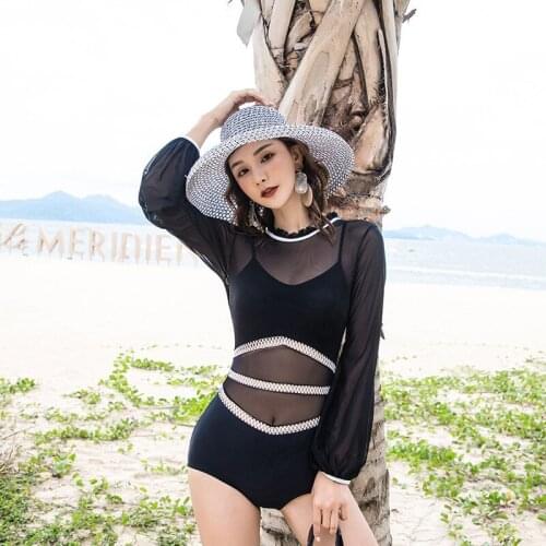 Piece Swimsuit One Swimsuits Women Bikinis Woman Bikini Long Sleeve Sexy Korean Female Solid Cotton Bathing Suit