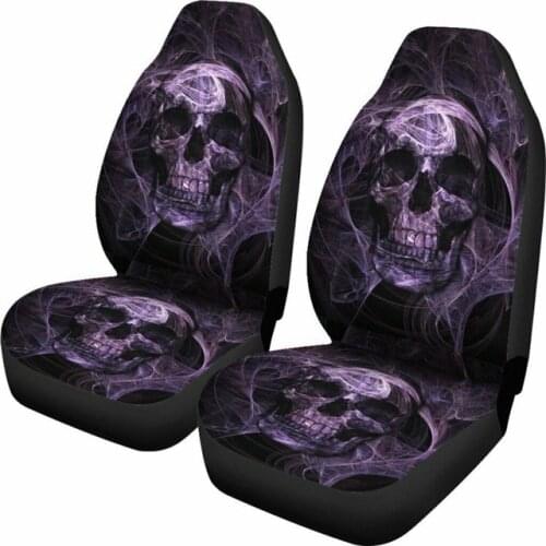 AUTO KEGAN Car Seat Covers Set Universal Flat Fabric Car Seat Cover Skull Print For Hyundai Ix35 Fit I30 Audi A4 A5 Sportback
