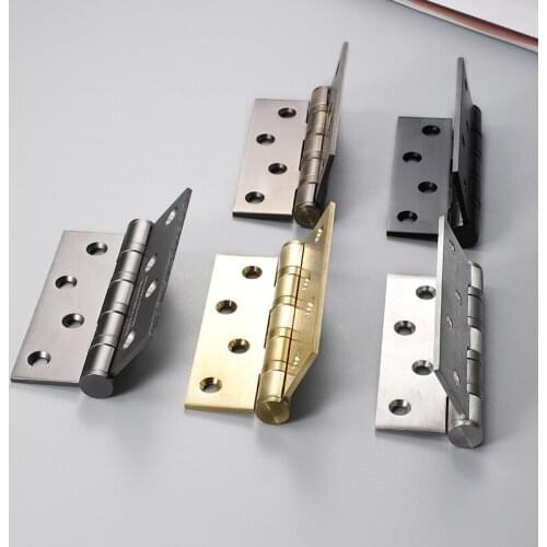 Black Stainless Steel 4 Inch Flush with Screws Hinge Household Cupboard Bookcase Silent Hinges Furniture Hardware Accessories