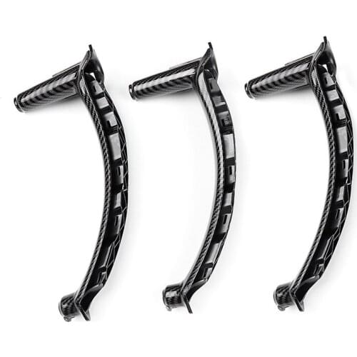 Fit For BMW X5 E70 2006-2013 Black carbon fiber Car Inner Door Handle Trim Pull Grab Panel Handle