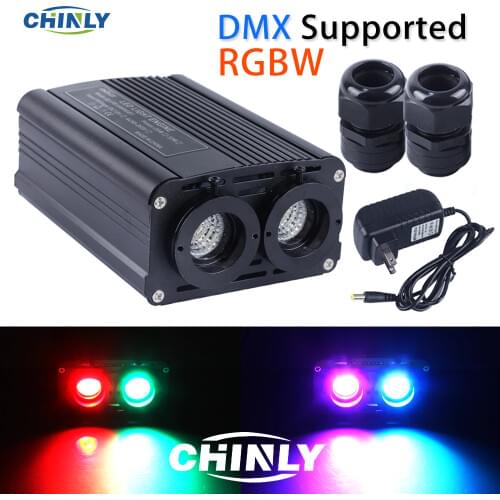 DMX512 Fiber Optic Engine 32W RGBW LED Double Source Lights Heads with RF Controller For Decorative Lightings