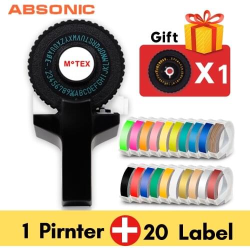 Absonic for Motex E101 Printer Label Tape for Dymo 3D Embossing Labeling Tape Manual Typewriter Lettering Machine 9mm Ribbon