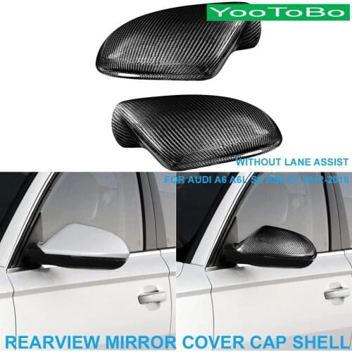LHD RHD Car Real Dry Carbon Fiber Rearview Rear Side Mirror Cover Cap Shell Trim NO Lane Assist For Audi A6 A6L S6 RS6 C7 13-18