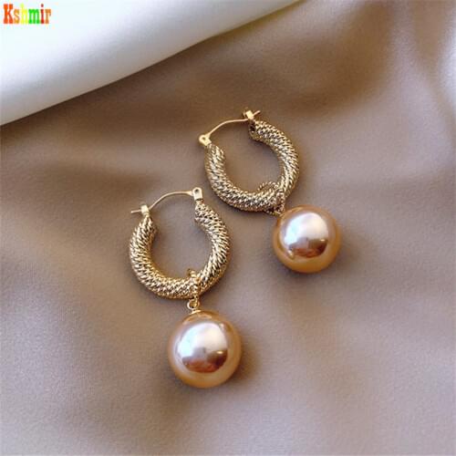 Kshmir Fashion and exquisite French retro metal earring pearl earring geometric female earrings female ear rings 2020